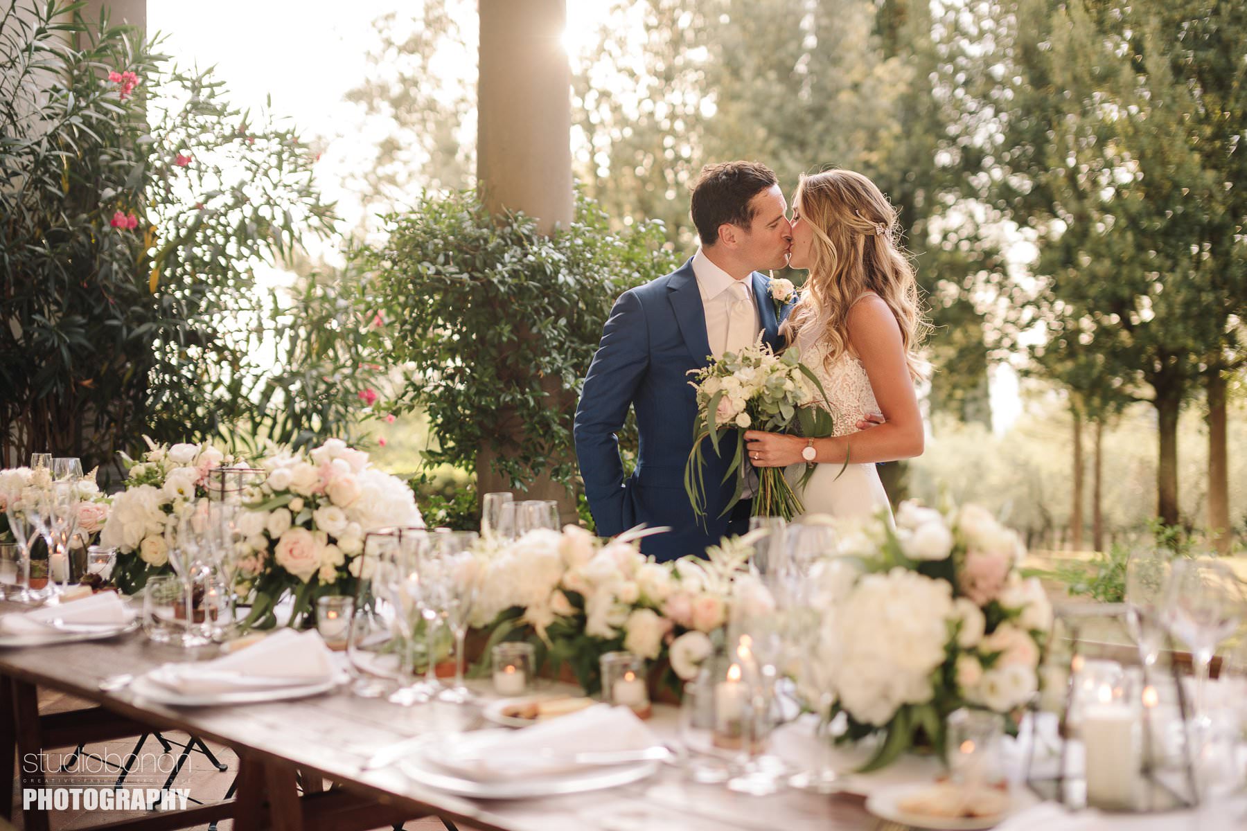 Bride and groom portrait at Villa Pisignano, San Casciano. Tuscany countryside destination wedding